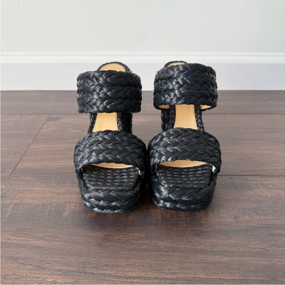 BOTTEGA VENETA Woven Straw 120 Platform Sandals - Picture 4 of 11
